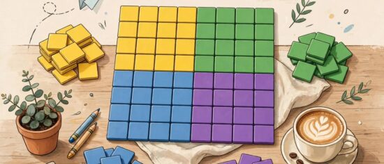 Illustration of a word-grid puzzle with grouped words for Connections answer Mashable