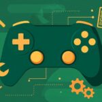 Illustration of a wireless gamepad with Bluetooth connection symbols for connectivity issues HSSGamepad