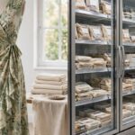Patterned wrap dress on a mannequin and a supermarket frozen food aisle representing Diane von Furstenberg and Sean Connolly