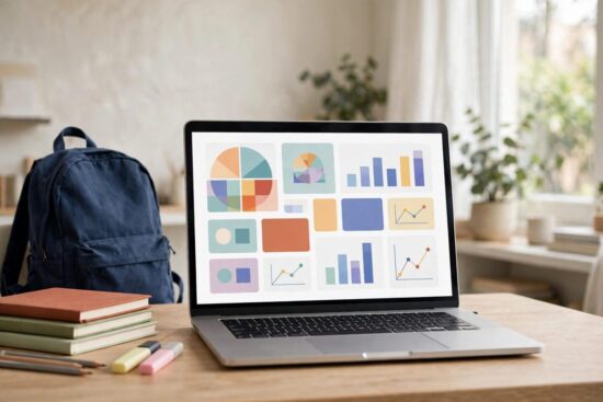 Schoology dashboard on a laptop with courses and upcoming work.