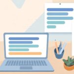 Illustration of a laptop review workspace with test charts and a checklist for TheLaptopAdviser expert reviews