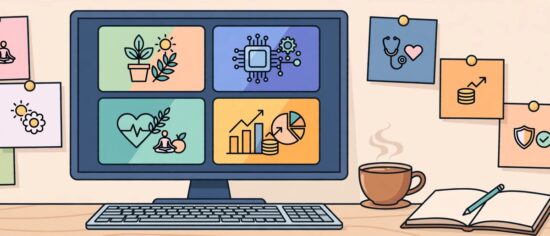 Illustration of the WallPostMedia.com blog homepage showing article cards on lifestyle, technology, health and finance